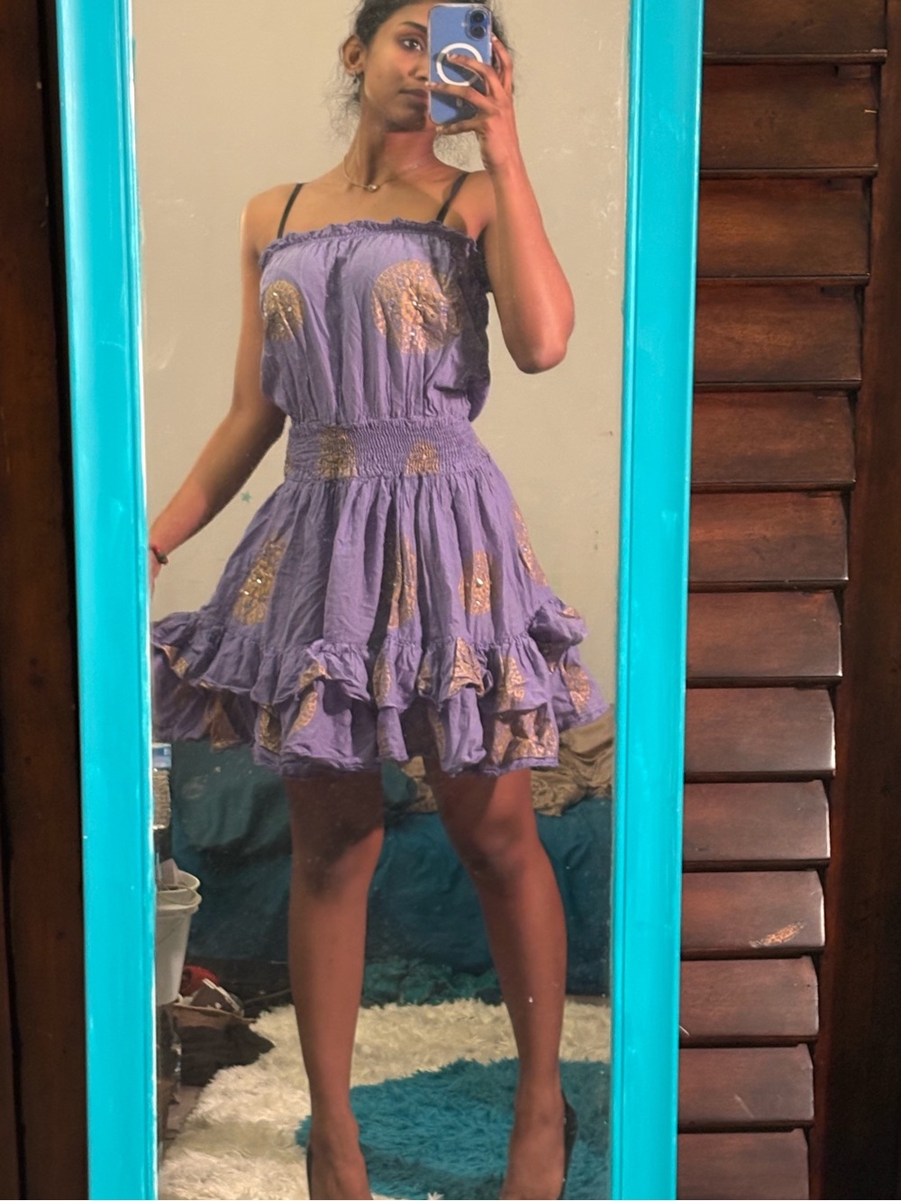 Strapless Lavender Ruffle Mini Dress - Picture 4 of 4